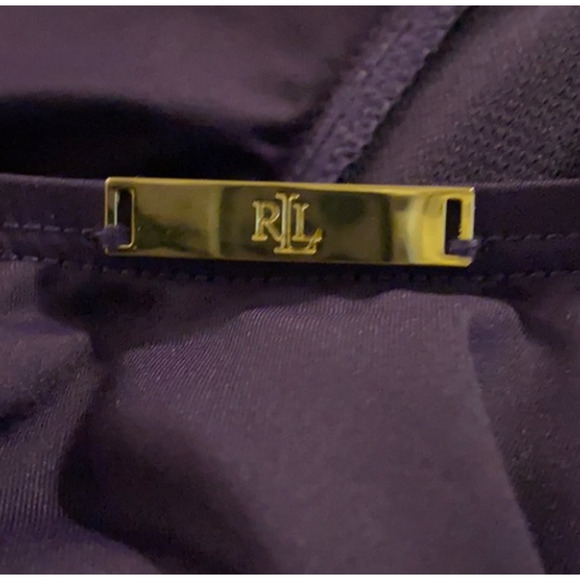 Ralph Lauren Ruffle Underwire One-piece Swimsuit Eggplant Solid Purple 0 NEW - Picture 3 of 4
